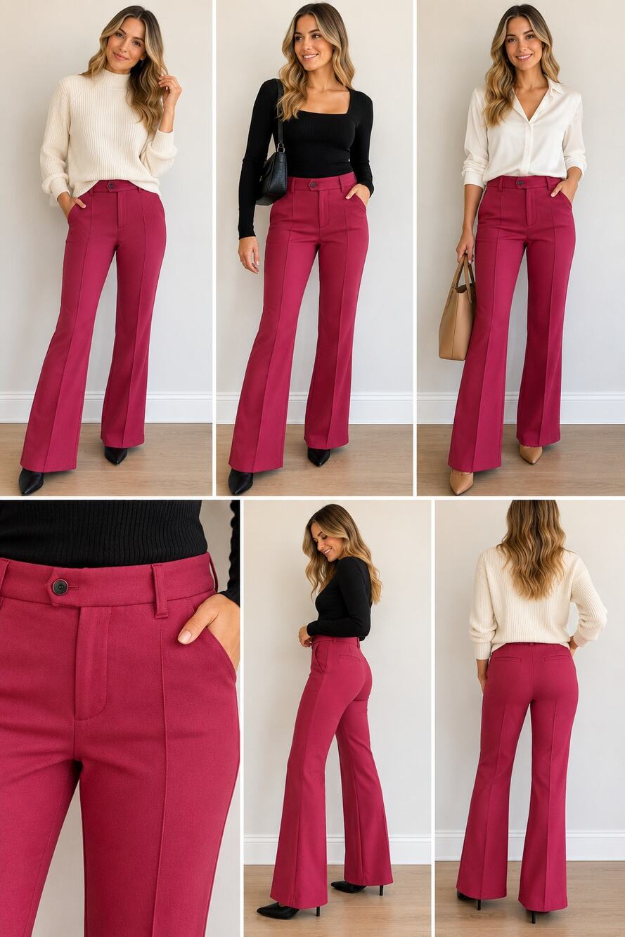 Anthropologie The Essential Trouser Size 4 Magenta Pink Flare Pants